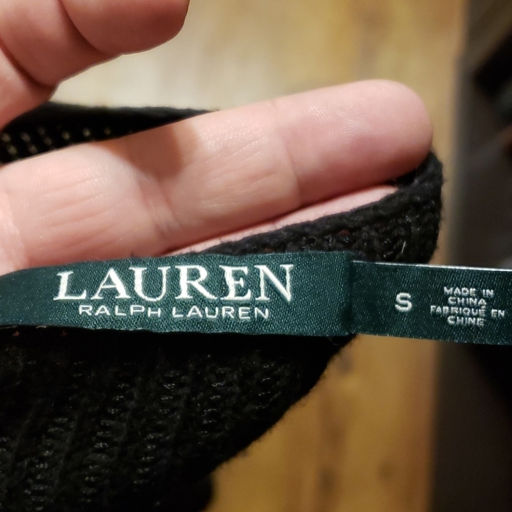Lauren Ralph Lauren black lace trim layers sweater - Picture 5 of 6